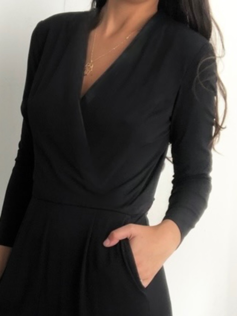 Tex MaxAzria Black Wrap Front V-Neck Sweater